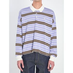 CELINE Striped Long Sleeve Polo Shirt Men PURPLE T-Shirts